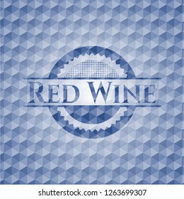 Red Wine blue emblem with geometric background.