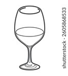 Red wine. Bordeaux glass. Vector illustration.