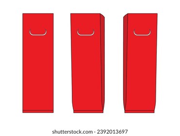 Red Wine Bottle Bag Template On White Background, Vector File.