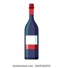 Red wine bottle with cap on white background, standing out beautifully