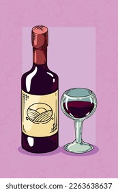 red wine bottle and cup icon