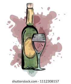 red wine bottle and cup label