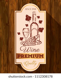 red wine bottle and cup label