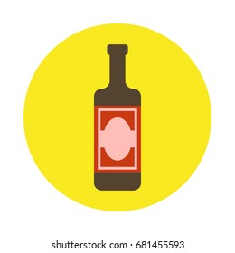 Red wine bottle flat icon. Round colorful button, circular vector sign. Flat style design
