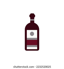 ilustración plana de la botella de vino tinto