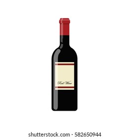 Red wine bottle flat illustration