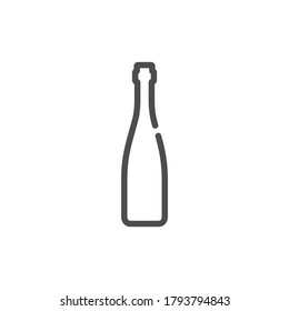 Botella de vino tinto de estilo plano con fondo blanco. Diseño de plantilla simple. Diseño de icono de bebida. Objeto de esquema de ilustración aislado. Un símbolo de línea de una bebida alcohólica. Producto de bebida de forma única