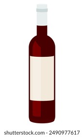 Red wine bottle with a generic blank label in vector