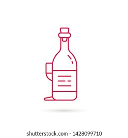 red wine bottle and glass icon. concept of french national alcoholic drink and winery product. linear winebottle logotype graphic minimal flat lineart art design isolated on white background