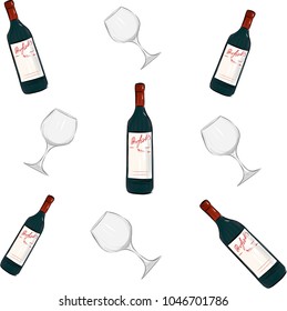 red wine bottle and glass pattern