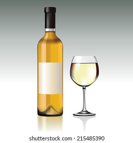 Red Wine bottle and glass. Vector illustration