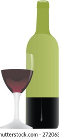 Red Wine bottle and glass - VECTOR