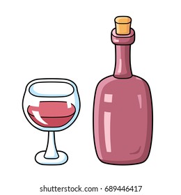 Red wine bottle and glass vector isolated