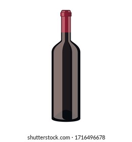 Red wine bottle icon isolated on white background. Vector illustration