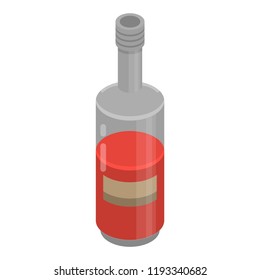 Red wine bottle icon. Isometric of red wine bottle vector icon for web design isolated on white background