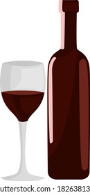 Vinho tinto em garrafa, ilustração, vetor sobre fundo branco