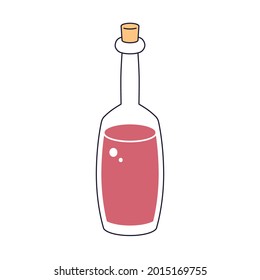 Red wine bottle isolated cartoon vector icon
