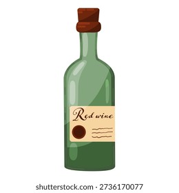 Red wine bottle isolated on white background, Italian wine vector illustration