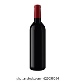 red wine bottle isolated on white. Bottle of wine vector. Dark bottle of red wine with a red stopper on a white background vector. Vector, wine bottle, made in a realistic style. on a white background