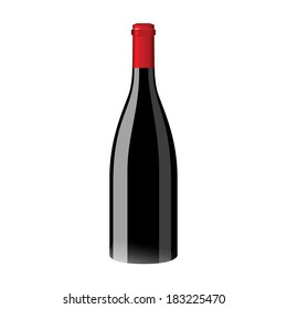 red wine and a bottle isolated over white background 