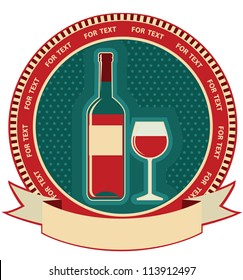 Red wine bottle label.Vector symbol background for text
