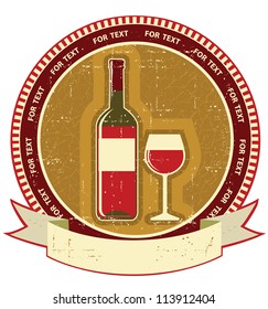 Red wine bottle label.Vintage background on old paper texture