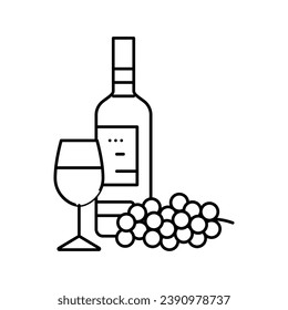 red wine bottle line icon vector. red wine bottle sign. isolated contour symbol black illustration