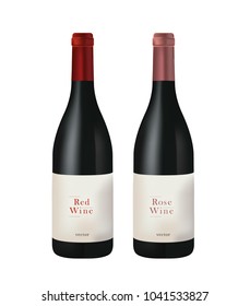 red wine bottle mock up wine, bottle, red, white, vector, isolated, background, glass, illustration, alcohol, black, design, object, drink, beverage, winery, label, product, vine, blank, grape, green,