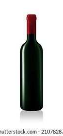Red wine bottle on white background. Vector illustration