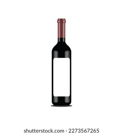 botella de vino tinto etiqueta blanca 3d