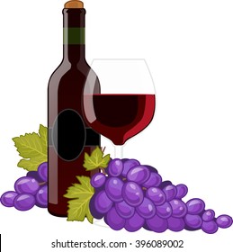 Red wine bottle and wineglass
