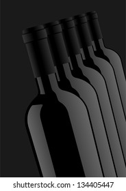 Red wine bottles arranged
