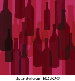 Red wine bottles background vector illustration