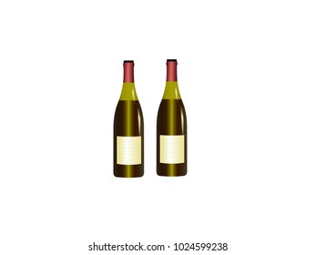 Red Wine Bottles - Cartoon Vector Image