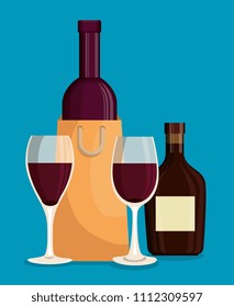 red wine bottles and cups