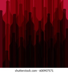 Red wine bottles pattern, dark background
