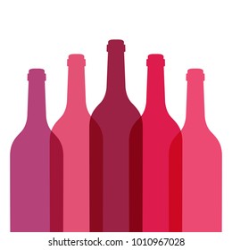 Red wine bottles selection vector