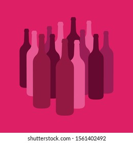 Red wine bottles selection vector illustration