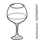 Red wine. Burgundy glass. Vector illustration.