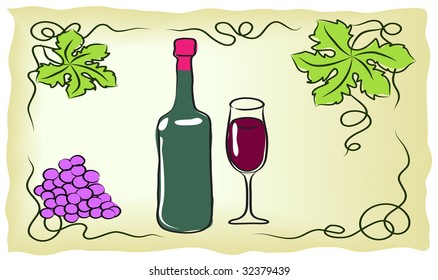 Red wine card.   Vector illustration.