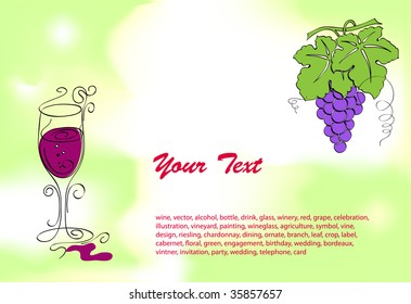 Red wine card.   Vector illustration.