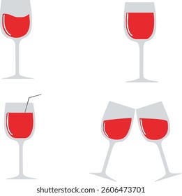 red wine champagne glass vector design with transparent background