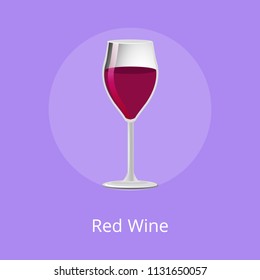 Red wine classical alcohol drink in elegant glassware vector illustration isolated on purple, glass of elite winery refreshing merlot burgundy beverage