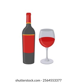 Red Wine, Cocktails Vector illustration, Isolated