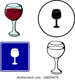 red wine cup illustrations symbol and sign set