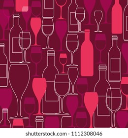 red wine cups and bottles pattern