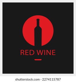 Red Wine. Drink Logo. Bottle Icon Template. Vector Illustration