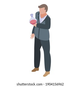 Icono del sumiller del matraz de vino rojo. Isométrico del matraz de vino tinto sommelier icono vectorial para el diseño web aislado en fondo blanco