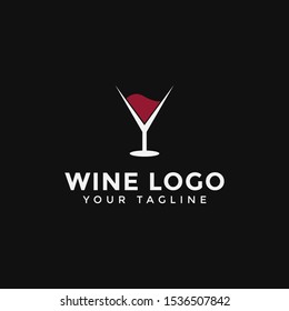 Red Wine Glass, Bar Logo Design Template