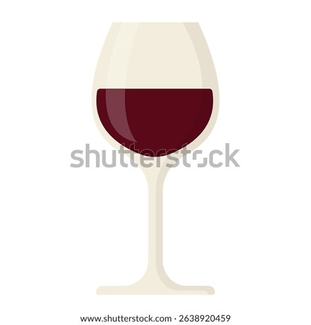red wine glass flat cartoon illustration